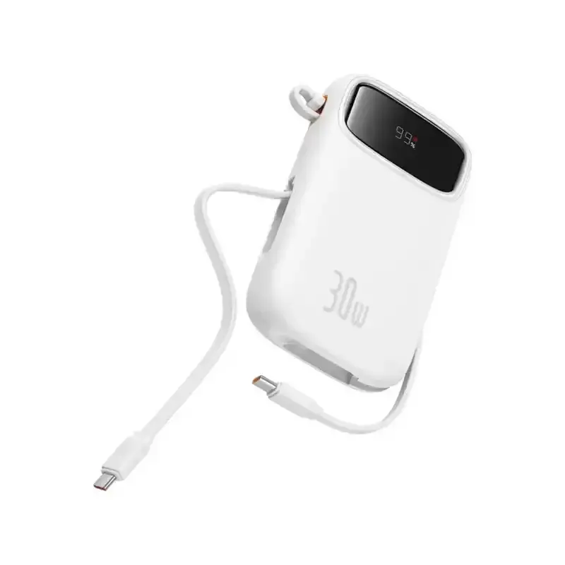 طراحی پاوربانک باسئوس مدل Qpow2 DualCable-30w با ظرفیت 20000 میلی‌آمپر ساعت